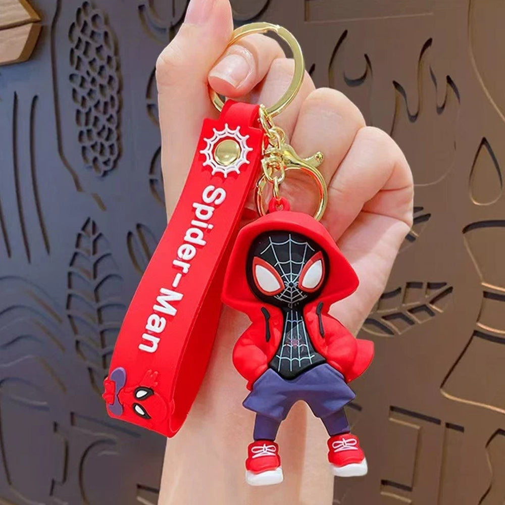4-Pack Spider-Man Keychain – 3D Figure Keyring, Marvel Bag Charm for Collectors