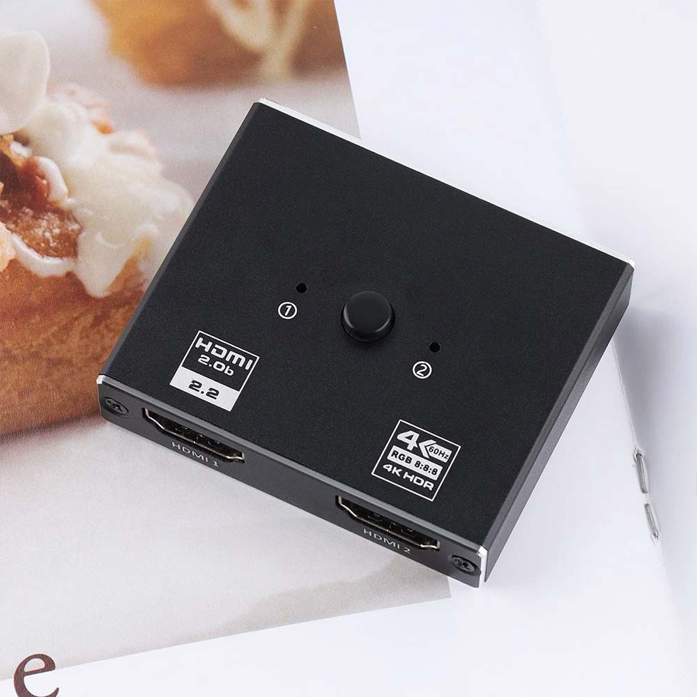 4K 60Hz HDMI 2.1 Splitter Switch - 1 in 2 Out or 2 Input 1 Output for HDTV PC
