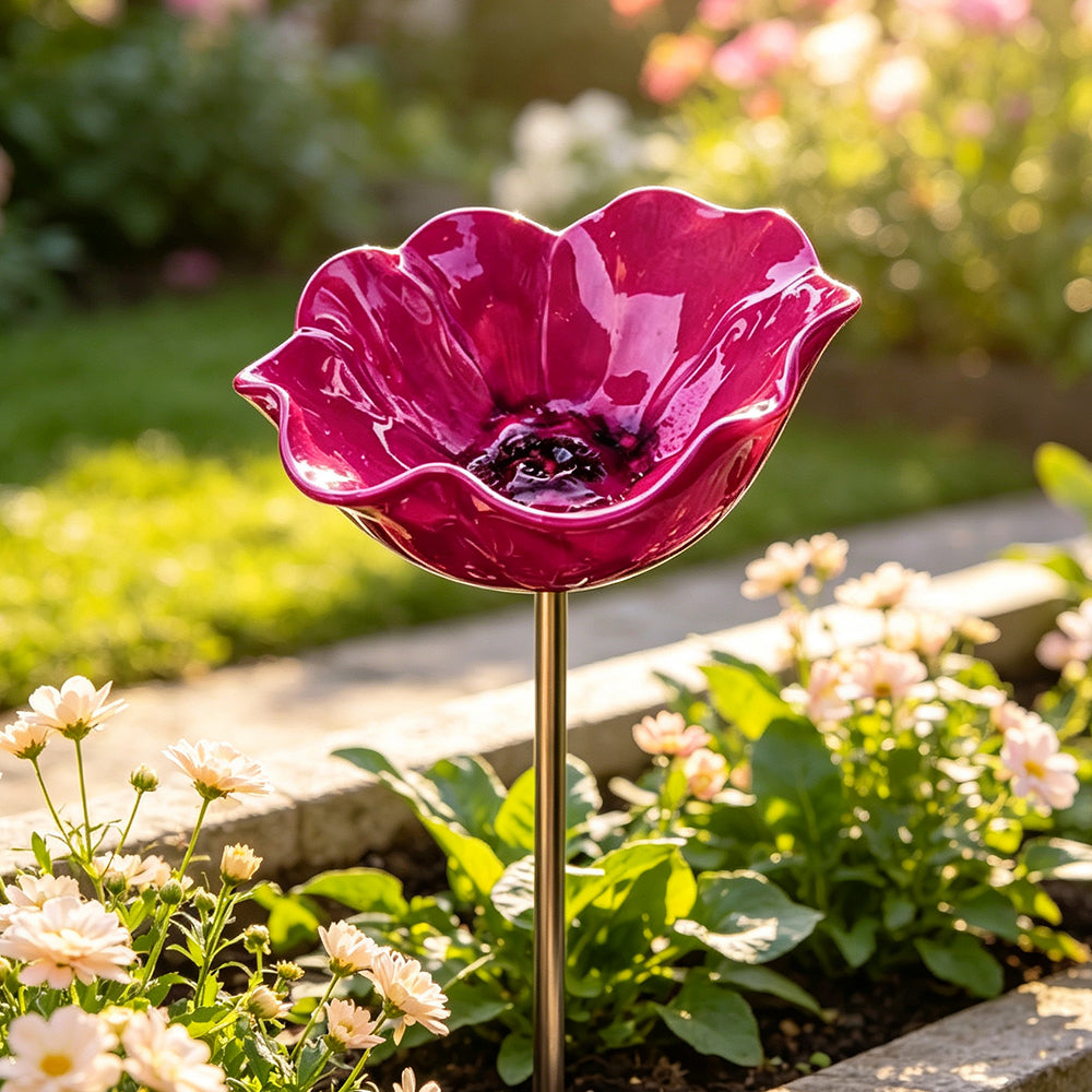 Garden Bird Bath Stake – Metal Feeder Station, Outdoor Flower Decor 15cm