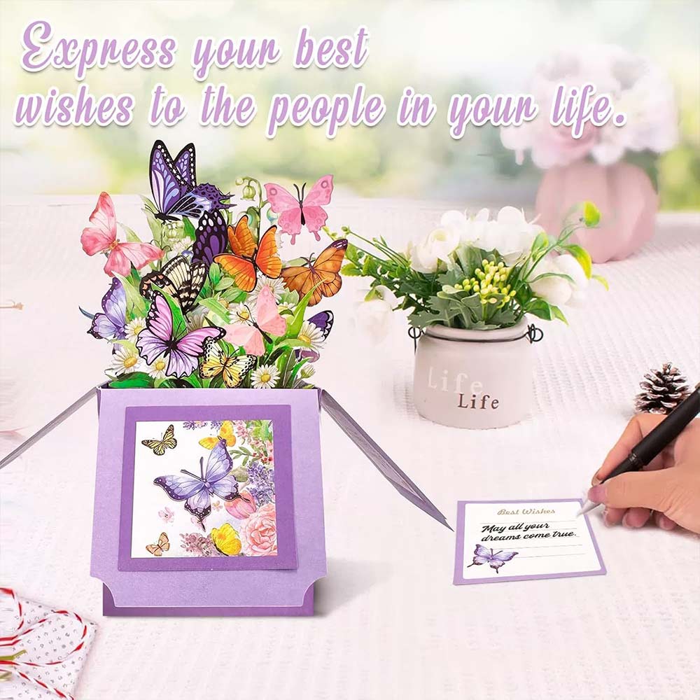 3D Pop-Up Birthday Card – Luxury Butterfly Floral Surprise for Mum, Daughter, Wife, Niece