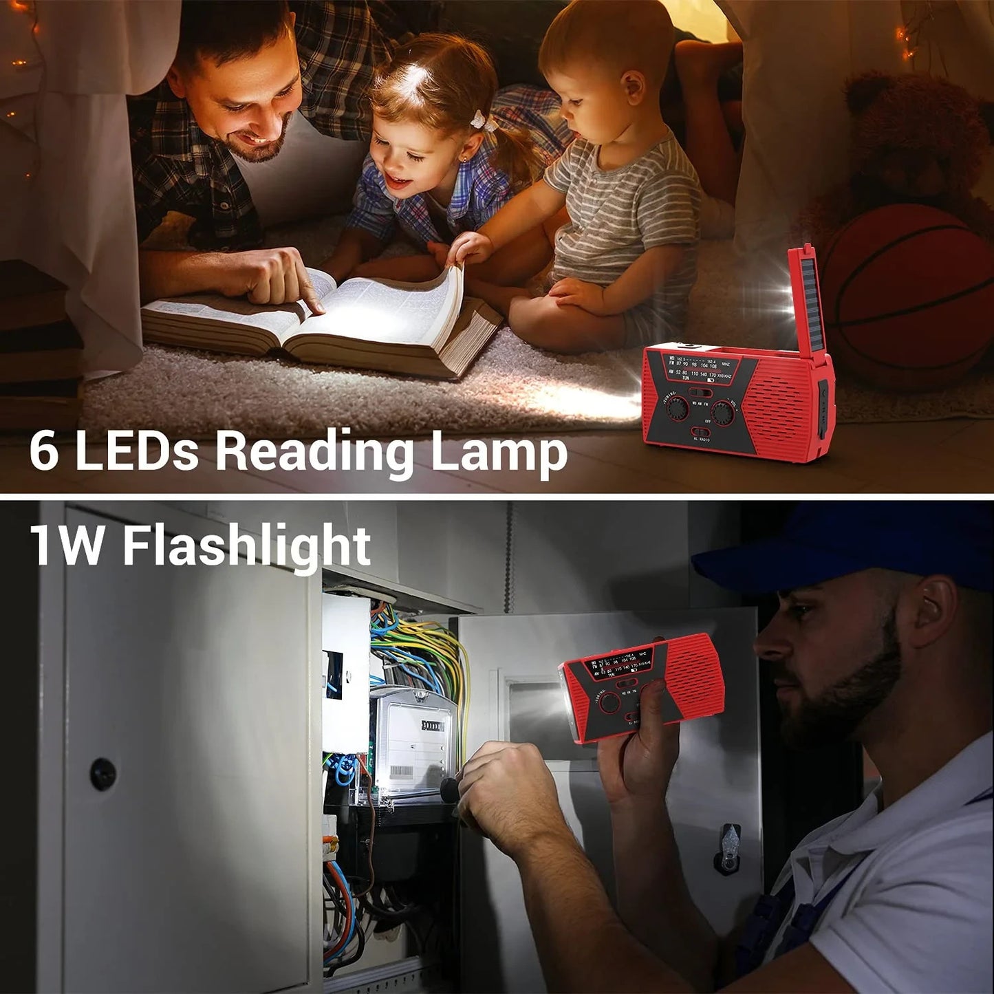 Portable Solar & Hand Crank Emergency Radio – Waterproof with Flashlight & Reading Light