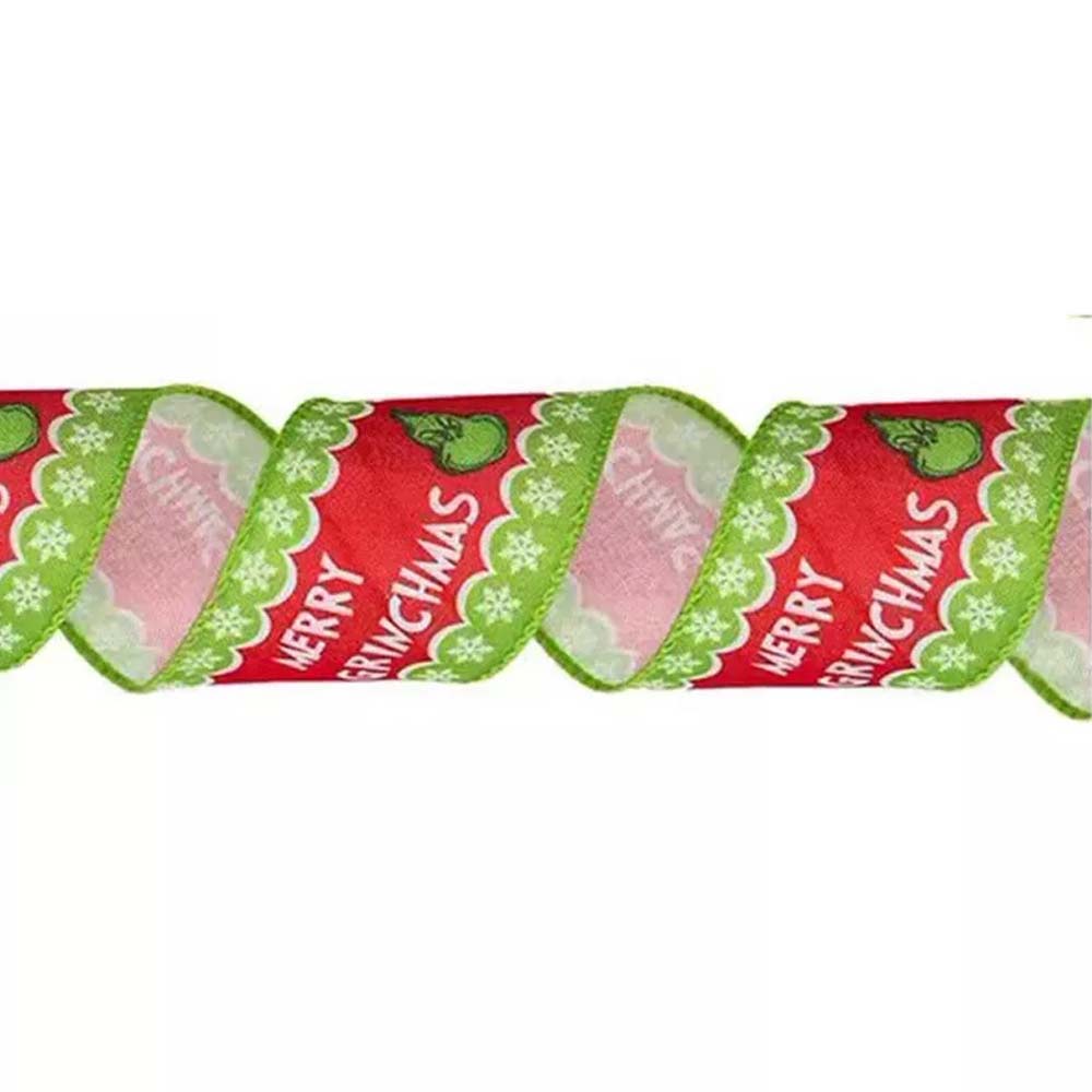 4X 6Yard/Roll Christmas Grinch Green Craft Ribbon Decoration Wrapping Ribbon