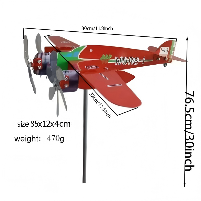 Compass Weather Vane & Garden Decoration – Airplane Wind Spinner, Aircraft Windmill