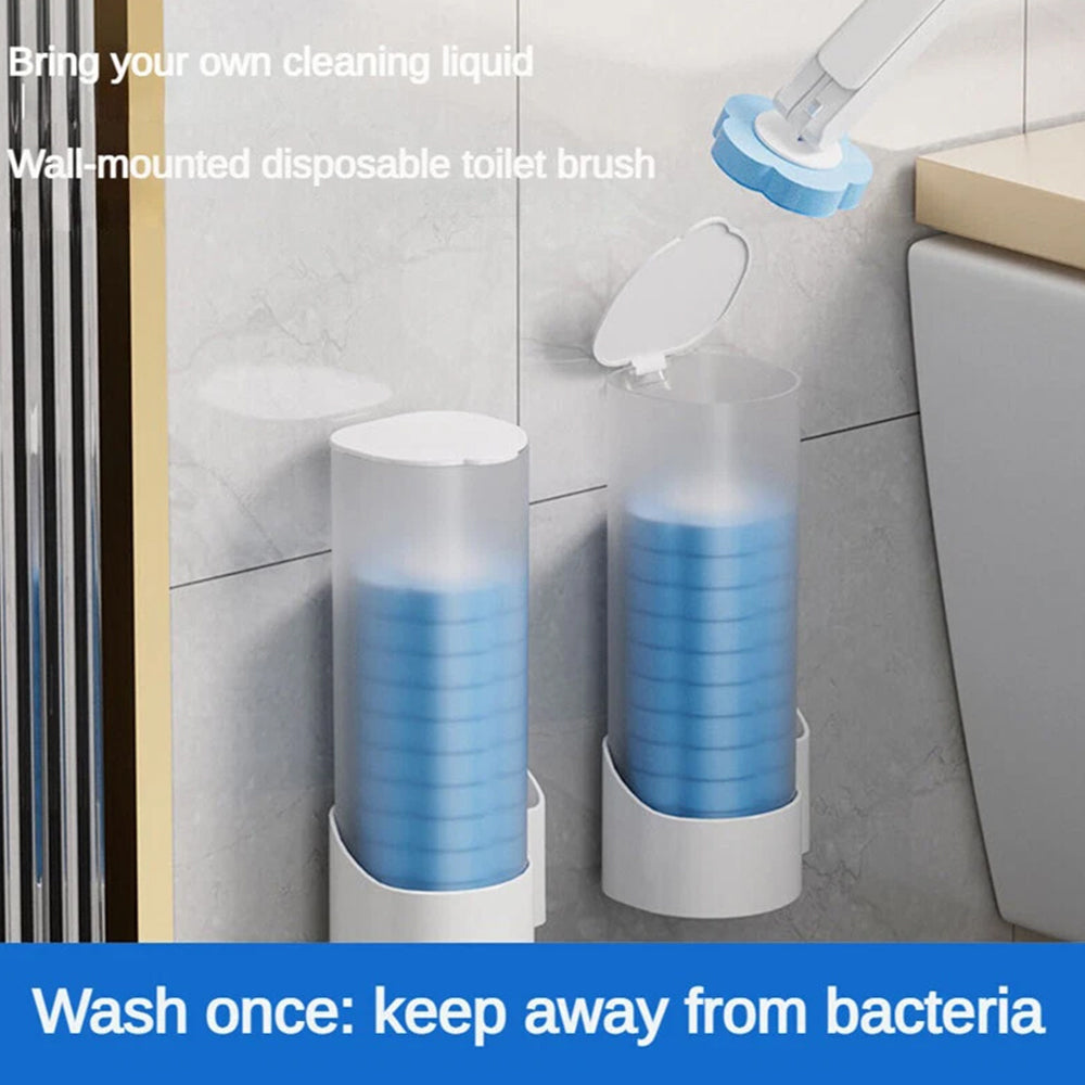 12-Pack Disposable Toilet Cleaning System with Wall-Mounted Holder & Refills