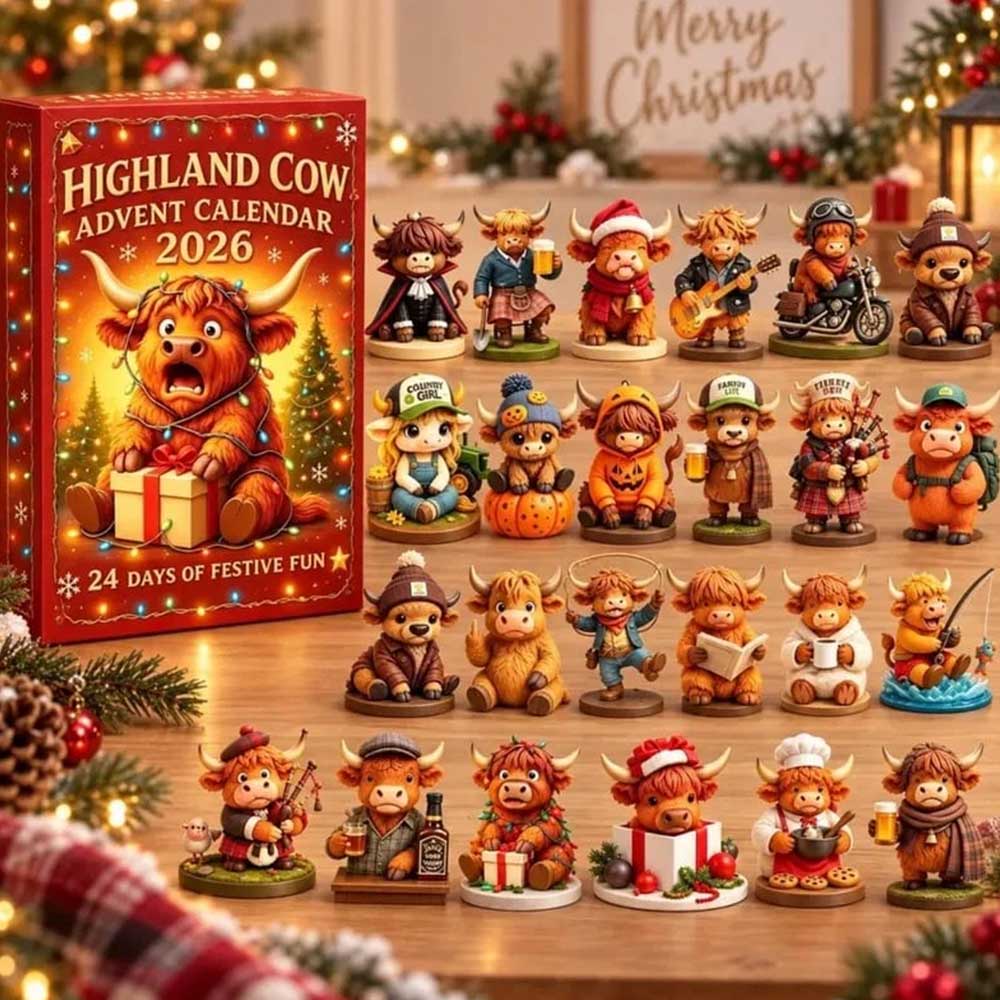 24-Day Highland Cow Advent Calendar – 3D Silicone Figures Christmas Countdown