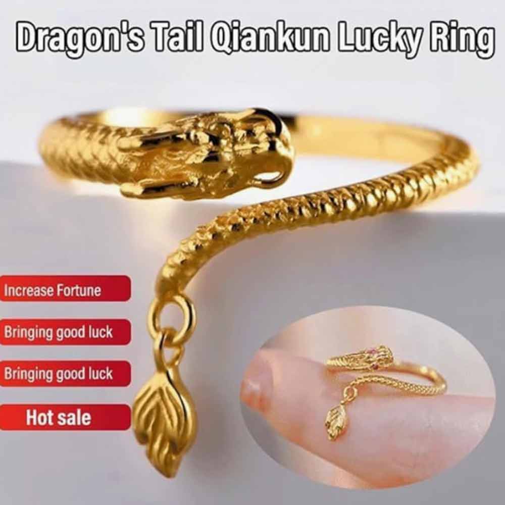 Adjustable Wrap Dragon Rings Dragon's Tail Qiankun Lucky Ring, Dragon Tail Wrap