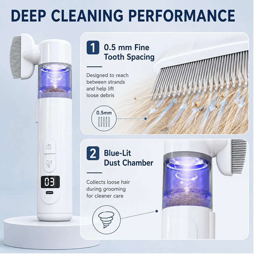 Electric Pet Flea Comb – 2-in-1 Rechargeable Detangling Brush & Lice Comb