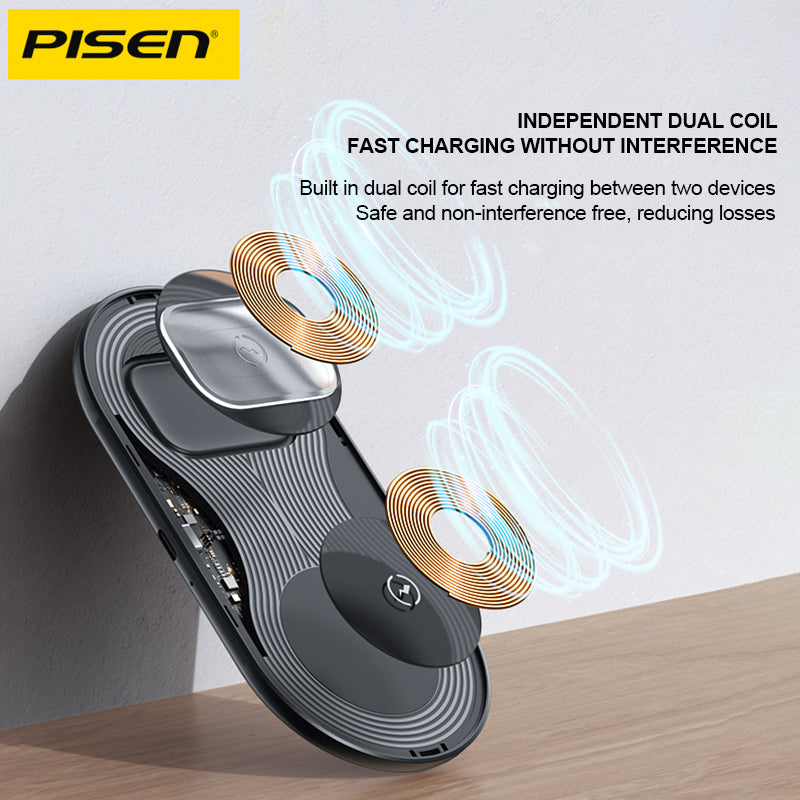 Fast Wireless Charger – 2-in-1 Transparent for iPhone AirPods Watch