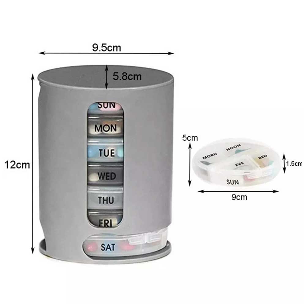 7-Day Pill Organizer with 28 Compartments, Weekly Daily Medicine Reminder Box for Pill/Vitamin/Tablet Storage