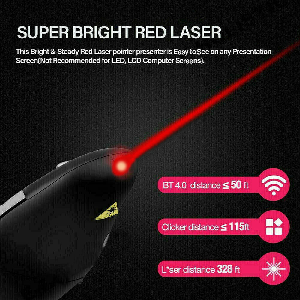 Wireless PowerPoint Presenter – 2.4GHz Presentation Remote with Red Laser Pointer & Page Control
