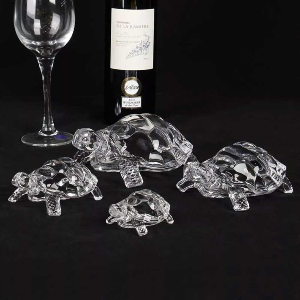 Crystal Glass Turtle Figurine – Miniature Tortoise Statue, Chinese Lucky Feng Shui