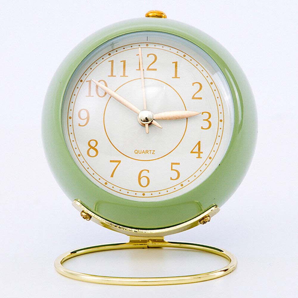 Retro Silent Alarm Clocks Cute Bedside Desktop Alarm Clocks with Night Light