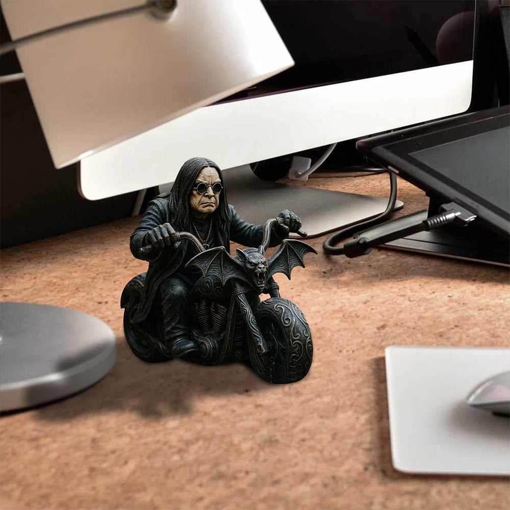 Retro Ozzy Motorcycle Rider Statue Figurine Desk Fans Decor