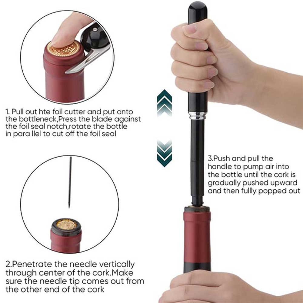 Wine Air Pressure Pump Bottle Opener Pen-shaped Corkscrew,Easy Cork Remover Tool