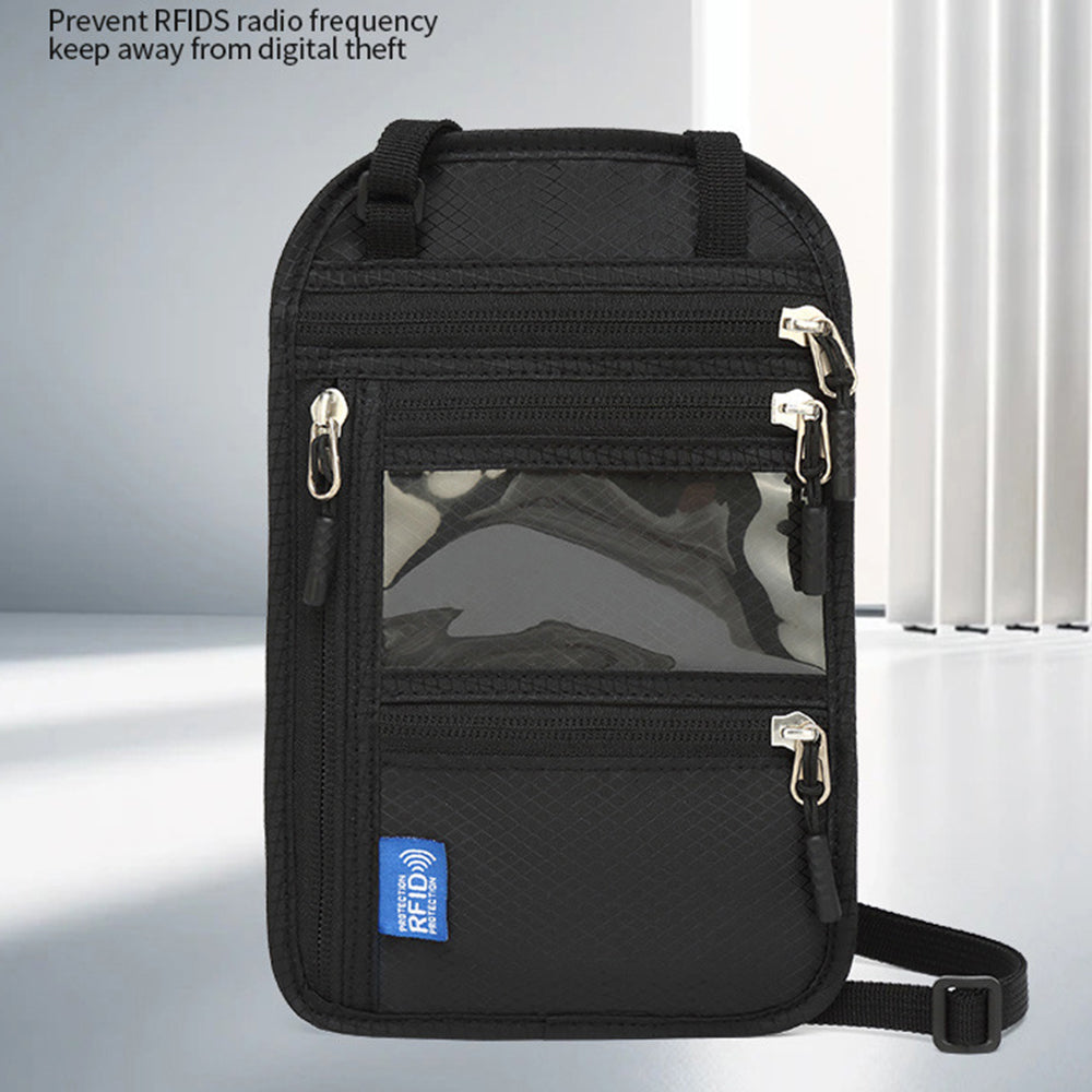 RFID Blocking Travel Body Wallet - Passport Holder Neck Shoulder Document Bag