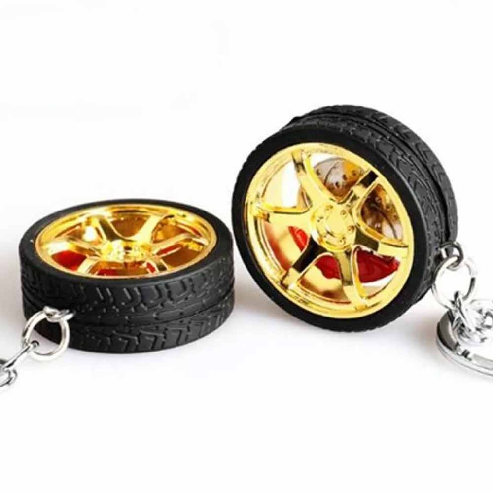 Simulation Tire Car Wheel Keychain Chain Brake Discs Key Ring RIM Wheel Keyring
