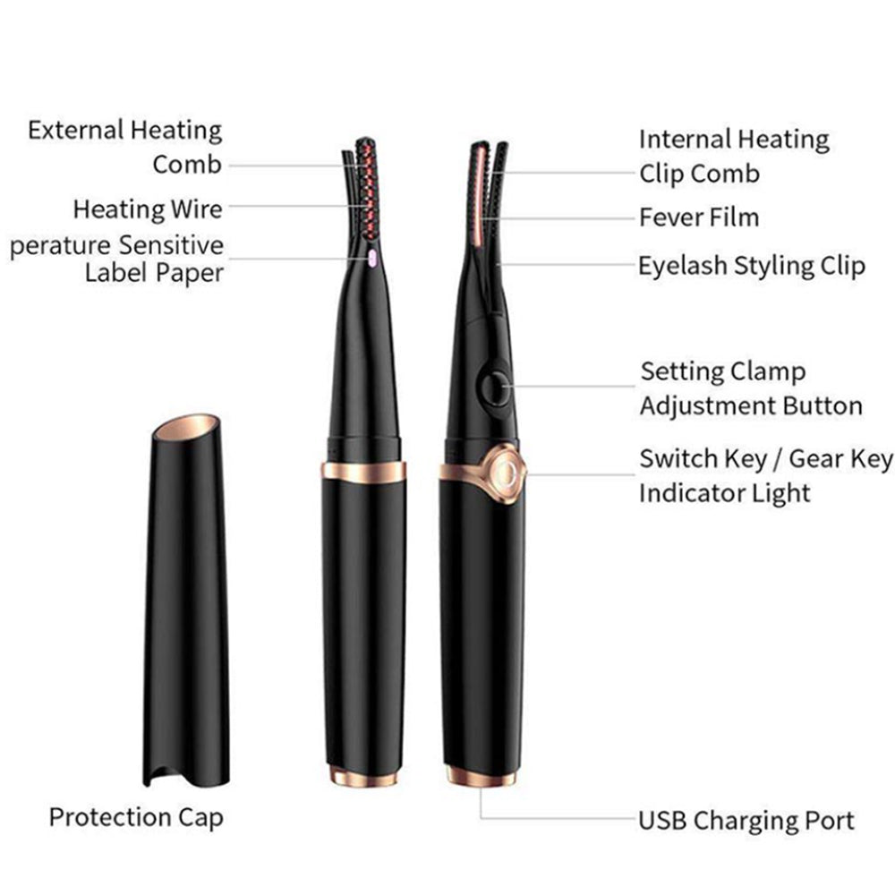 Mini Heated Eyelash Curler Electric Eyelash Curler Professional USB Rechargeable