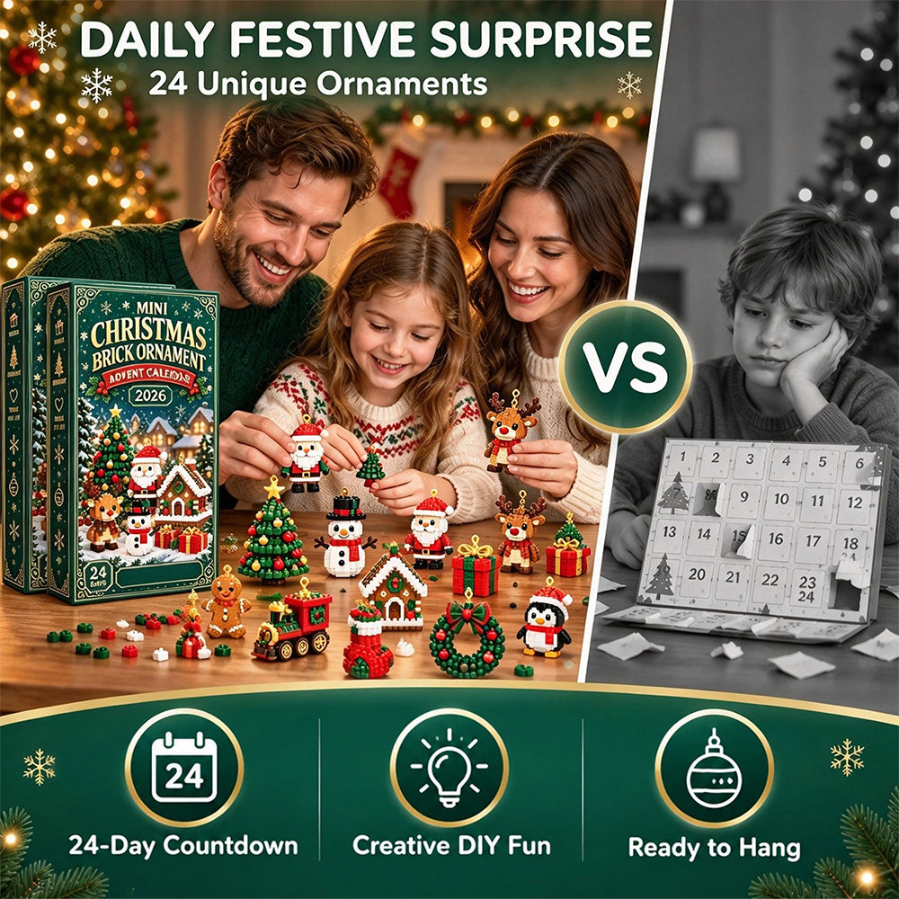 Christmas Brick Advent Calendar – 24 Mini Build Ornaments for Tree & Wreath
