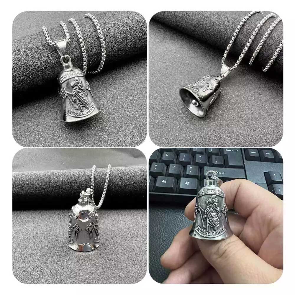 St. Christopher Guardian Bell Motorcycle Lucky Bell Stainless Steel Ride Bells No Chains