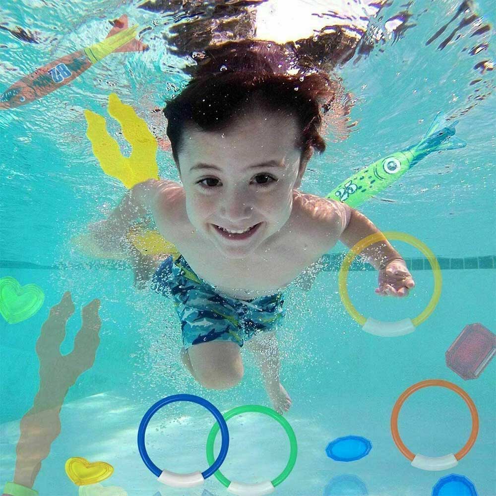 19pcs Kids Underwater Dive Toys Set - Swimming Pool Rings & Seaweed Game for Children, Party Favors