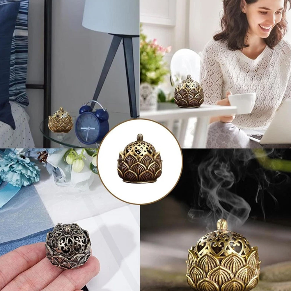 2-Piece Small Lotus Incense Burner Set – Elegant Holder for Sticks and Cones