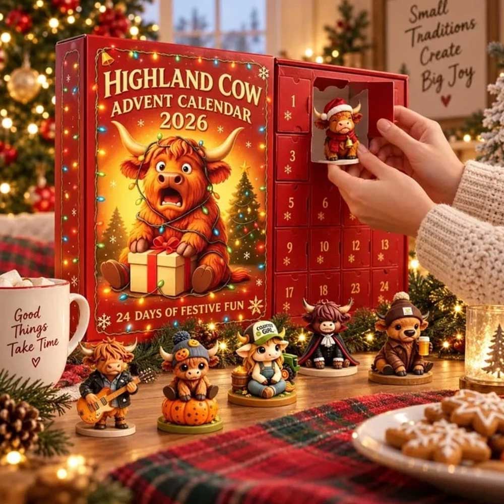 24-Day Highland Cow Advent Calendar – 3D Silicone Figures Christmas Countdown