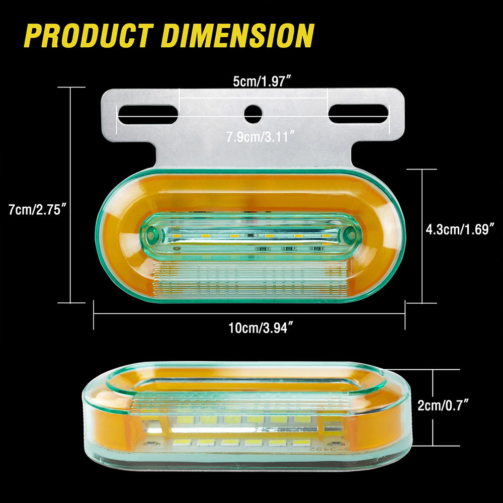 4X 24V Truck Side Marker Light Dynamic LED Yellow Trailer Lorry Van Bus Caravan