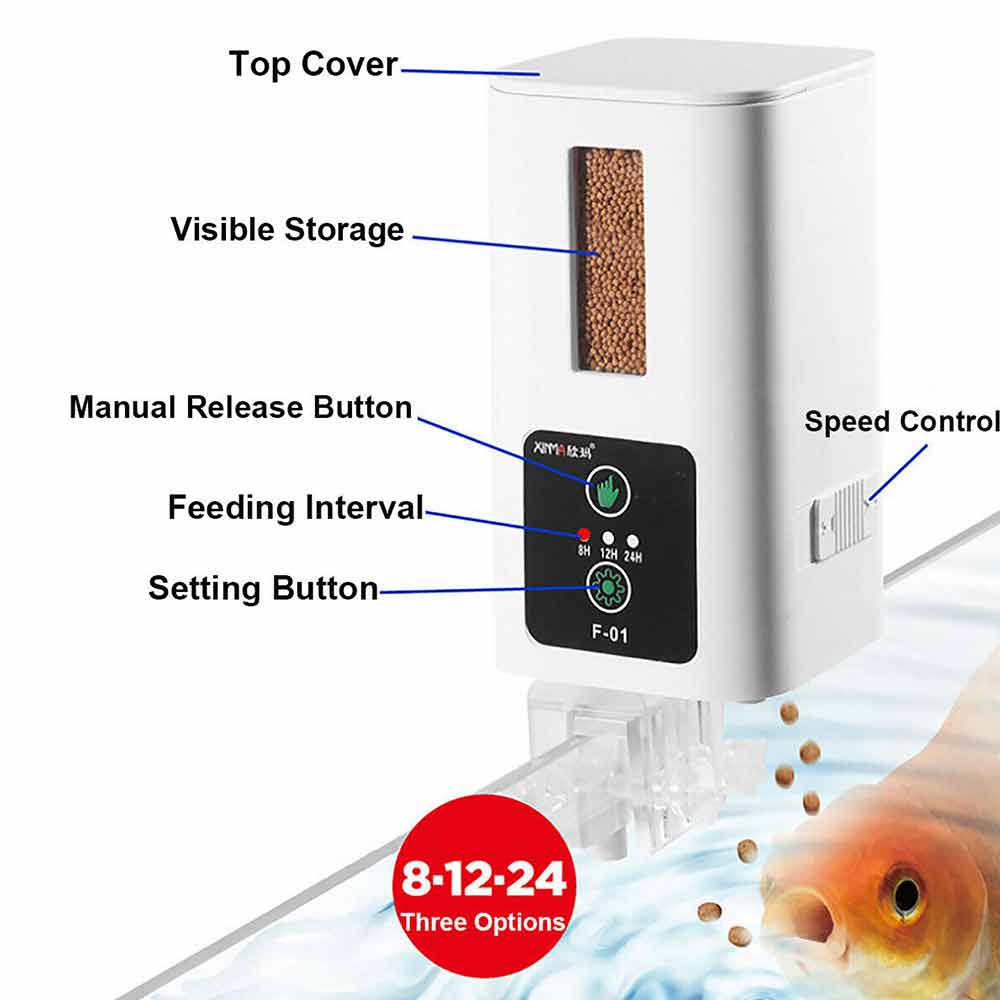 Automatic Fish Feeder Intelligent Timing Aquarium Large Capacity Food Dispenser