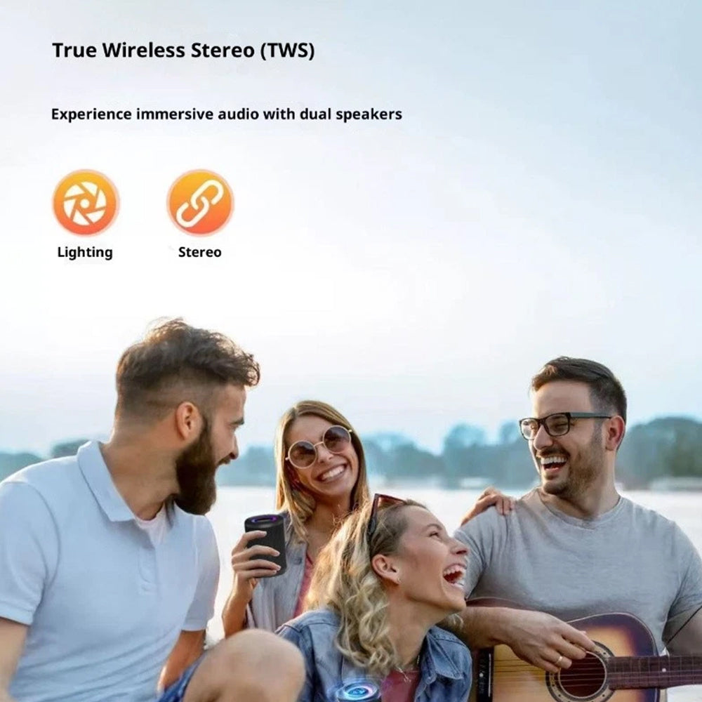 Wireless Mini Speaker – RGB LED, Deep Bass, TWS Pairing, Portable Bluetooth Sound