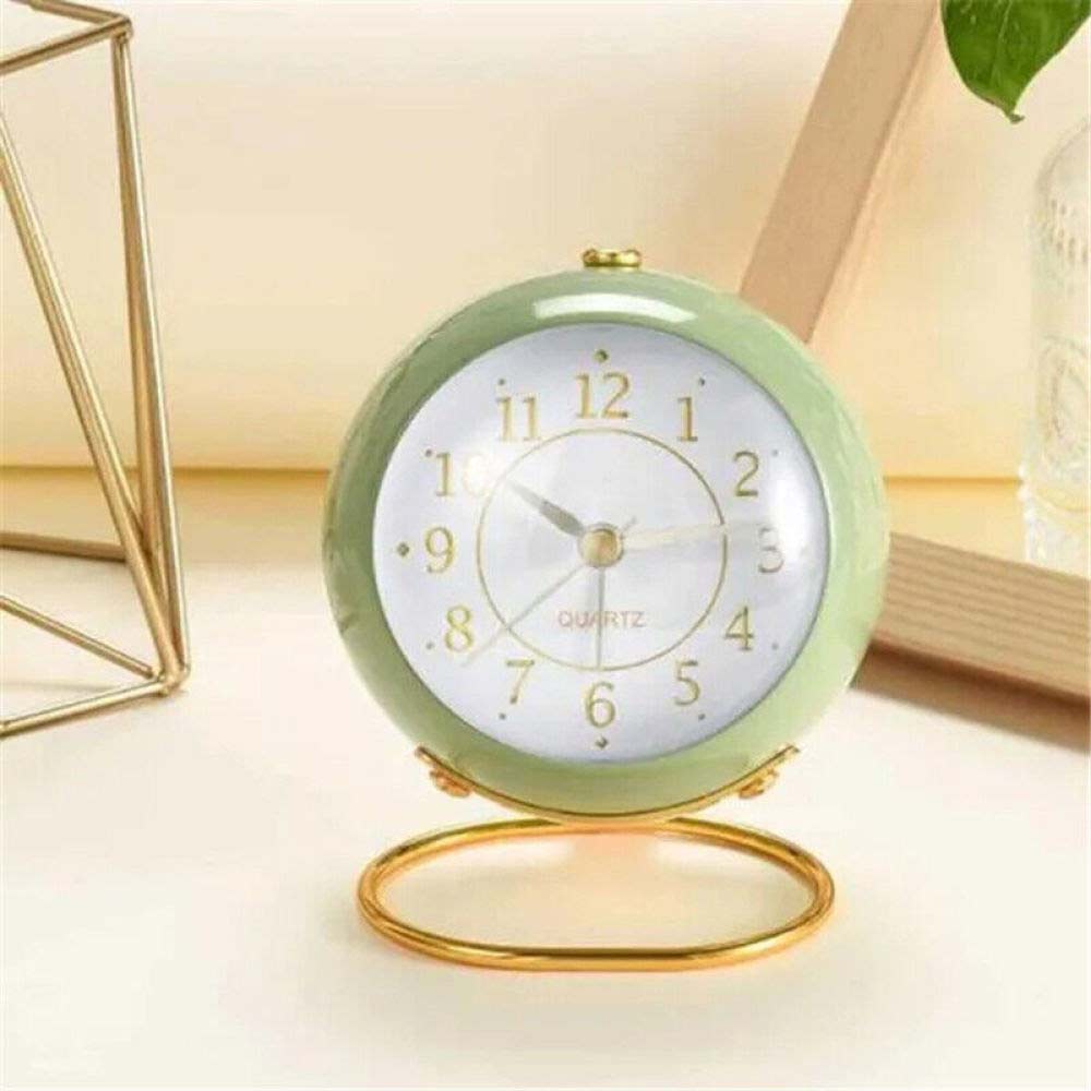 Retro Silent Alarm Clocks Cute Bedside Desktop Alarm Clocks with Night Light