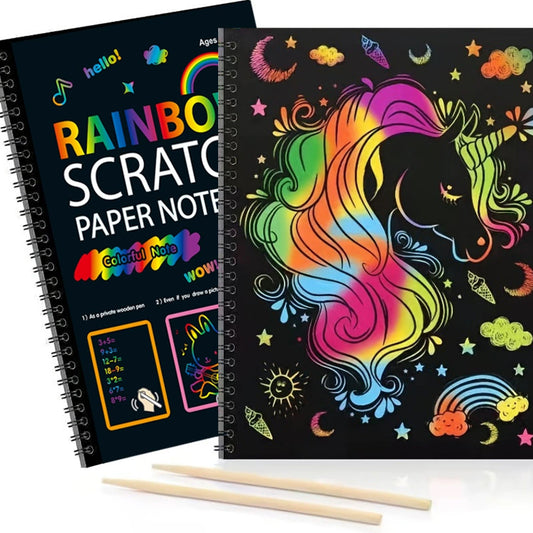 2X Scratch Art Book Magic Rainbow Painting Doodle Board