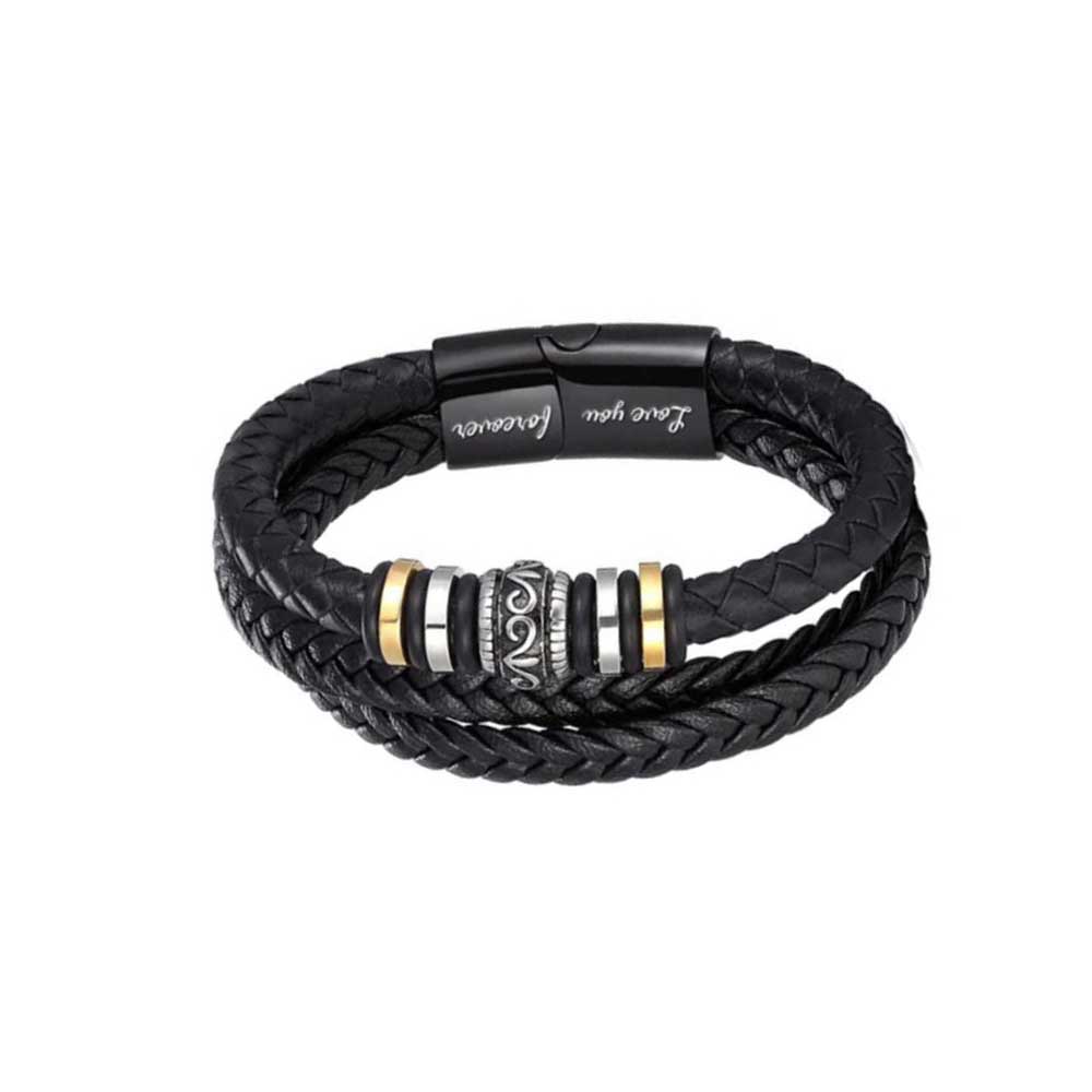 To My Son Bracelets PU Leather Bracelets with Gift Box Birthday Gifts for Son