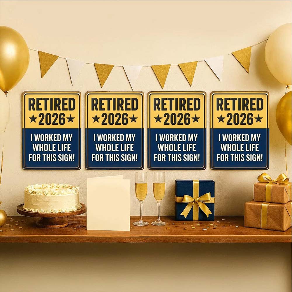 Retired 2026 Sign – Funny Retirement Gift for Men & Women, Wall Decor