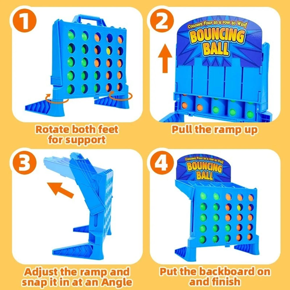 Bounce Ball Grid Strategy Game – Portable Travel Tabletop Line Up Challenge 2-4Players