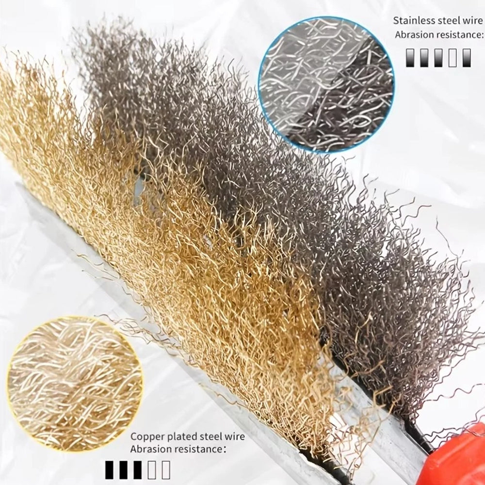 Heavy-Duty Brass-Coated Steel Wire Hand Brush – Efficient Rust, Paint & Metal Removal Tool