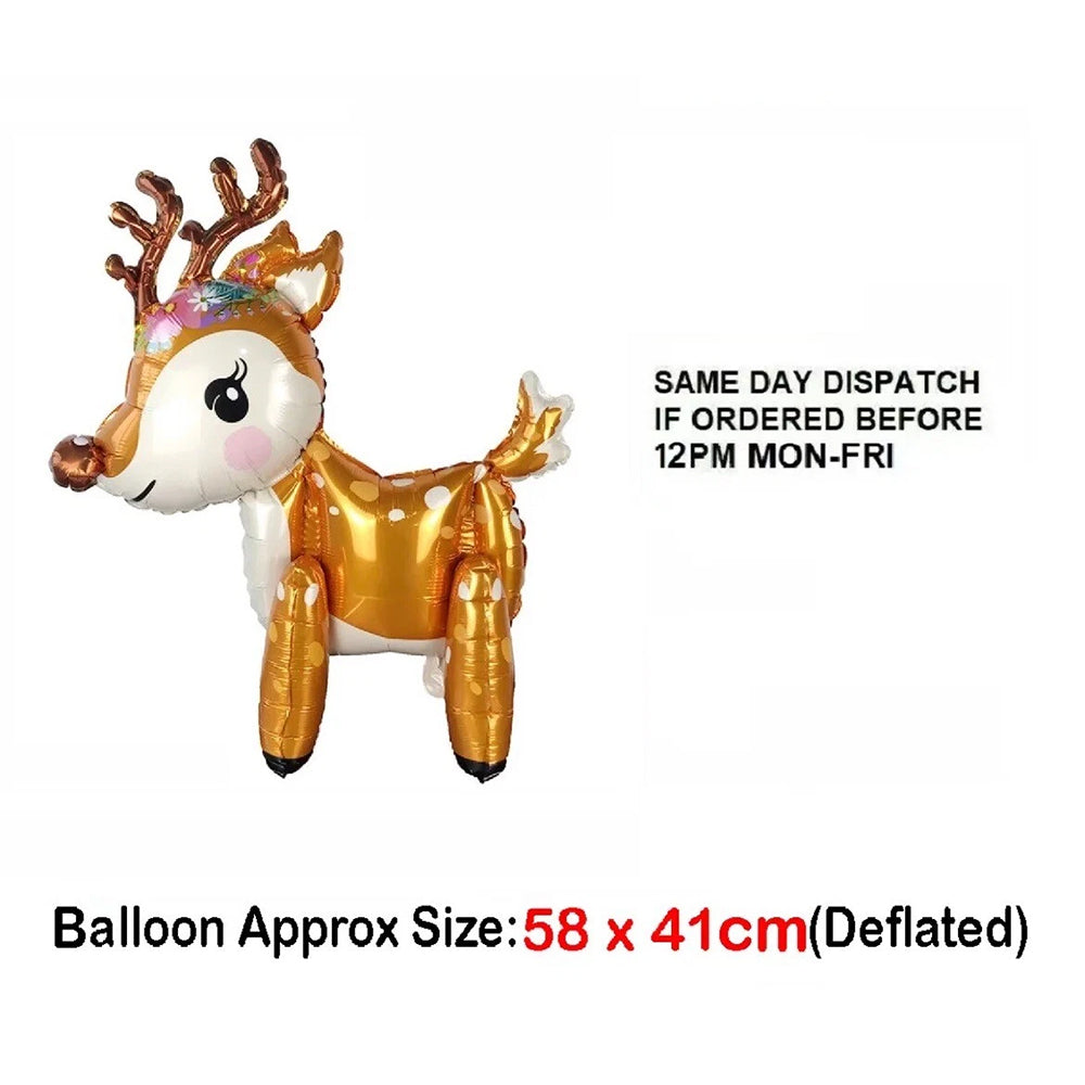 3D Reindeer Rudolph 58cm Foil Balloon – Double-Sided Christmas Party Decoration for Home