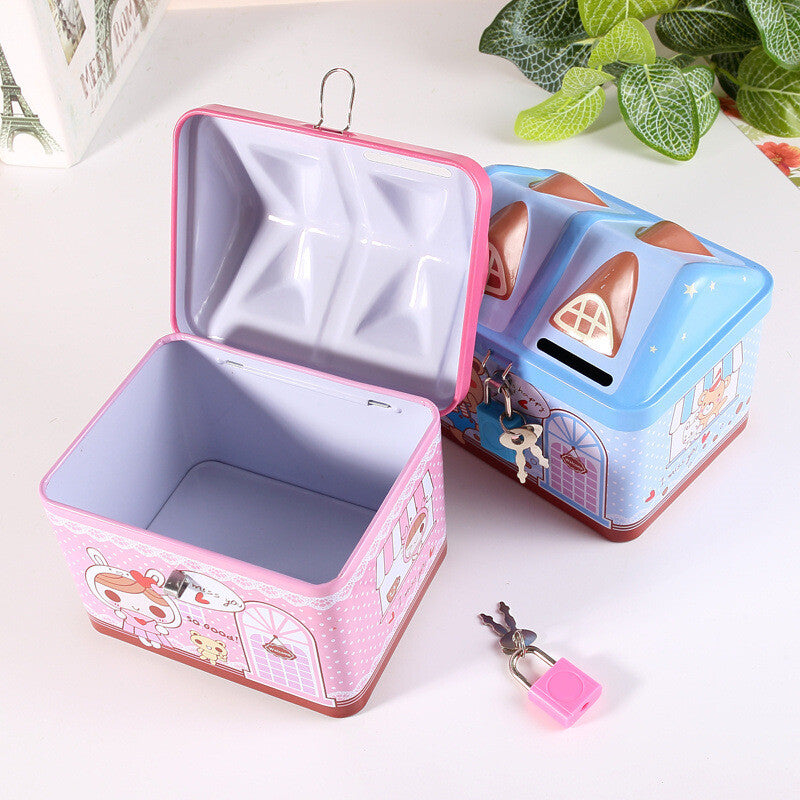 Boys Girls House Model Kids Money Piggy Bank Coin Saving Cash Tin Metal Box Unicorn