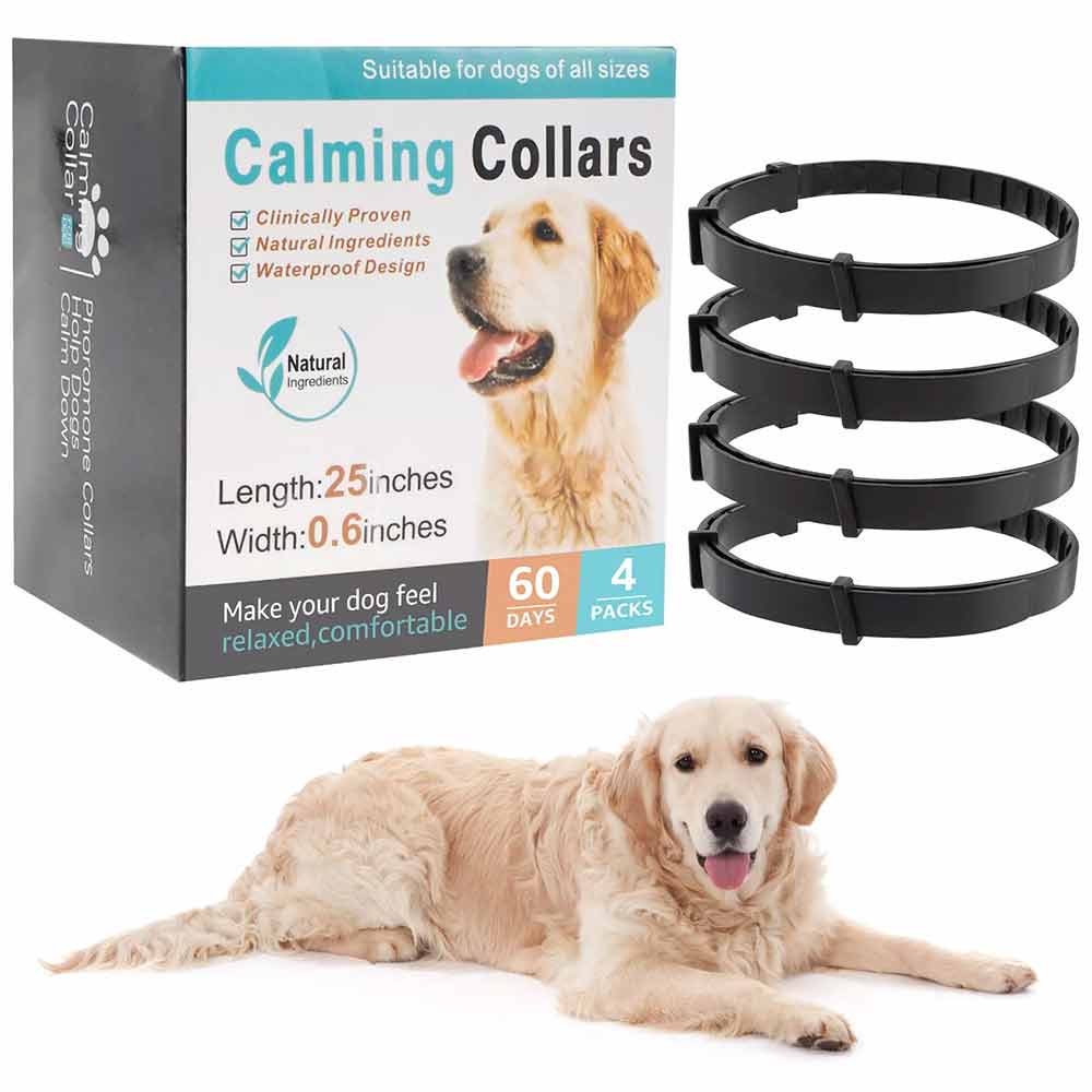 4-Pack Dog & Cat Calming Collars – 60-Day Pheromone Relief for Anxiety, Travel & Storm Stress