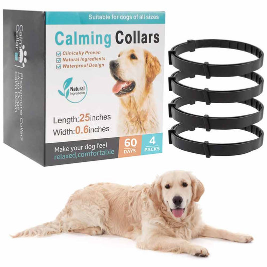 4-Pack Dog & Cat Calming Collars – 60-Day Pheromone Relief for Anxiety, Travel & Storm Stress