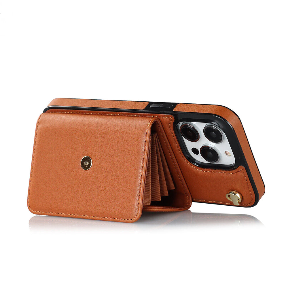 For iPhone 14 Pro Max Plus Case Leather Wallet Cover Card holders Coins Storage