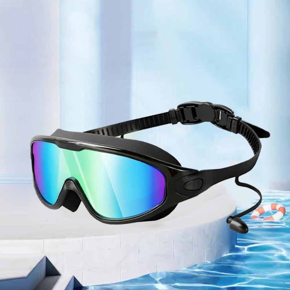 Anti-Fog Swimming Goggles – Wide View Pool Swim Glasses, Adjustable Black