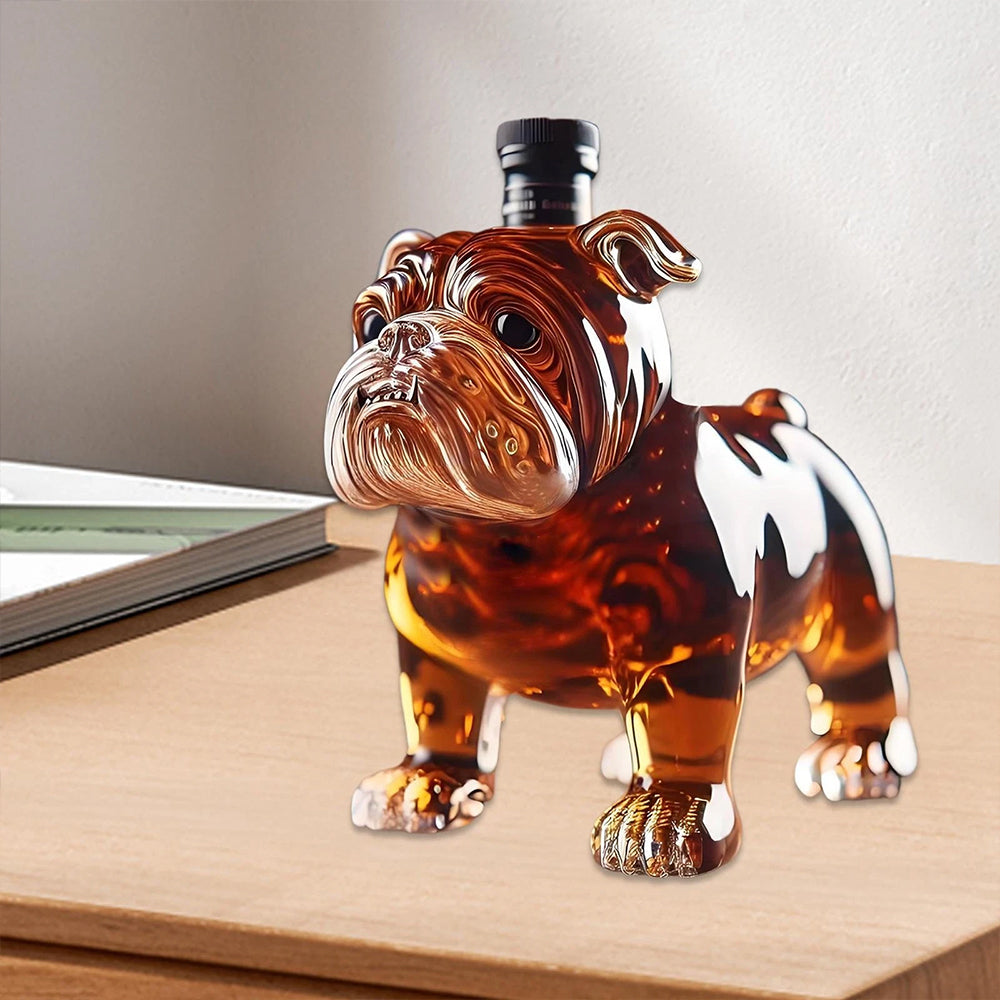 Bulldog Whiskey Bottle – Funny & Unique Animal Glass Decanter for Spirits