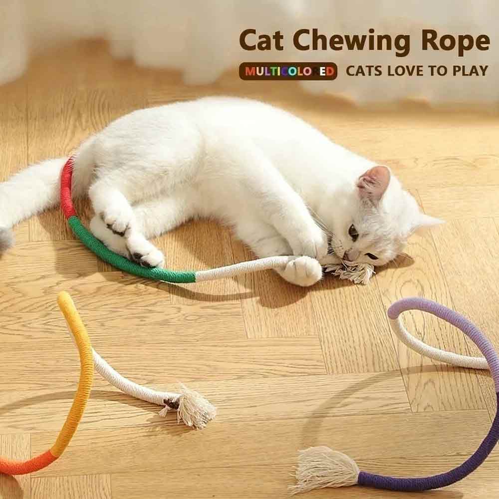Catnip Rope Plush Cat Chew Toy – Teeth Cleaning Interactive Kitten Teething Play