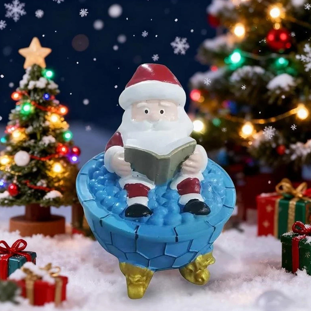 Christmas Santa Bubble Bath Lamp, Cute Santa Reading Books USB LED Lamp Decor