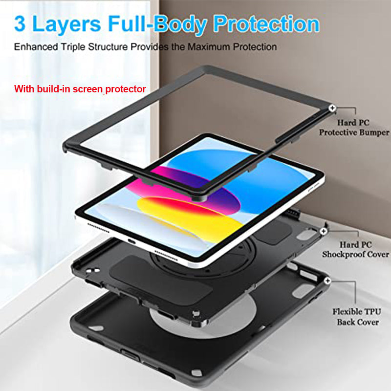 Rugged Shockproof Outdoor Case for iPad Air 13‘’ M3（2025）with Pencil slot- Military Grade All-Round Protective Cover