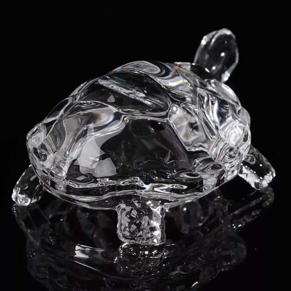Crystal Glass Turtle Figurine – Miniature Tortoise Statue, Chinese Lucky Feng Shui