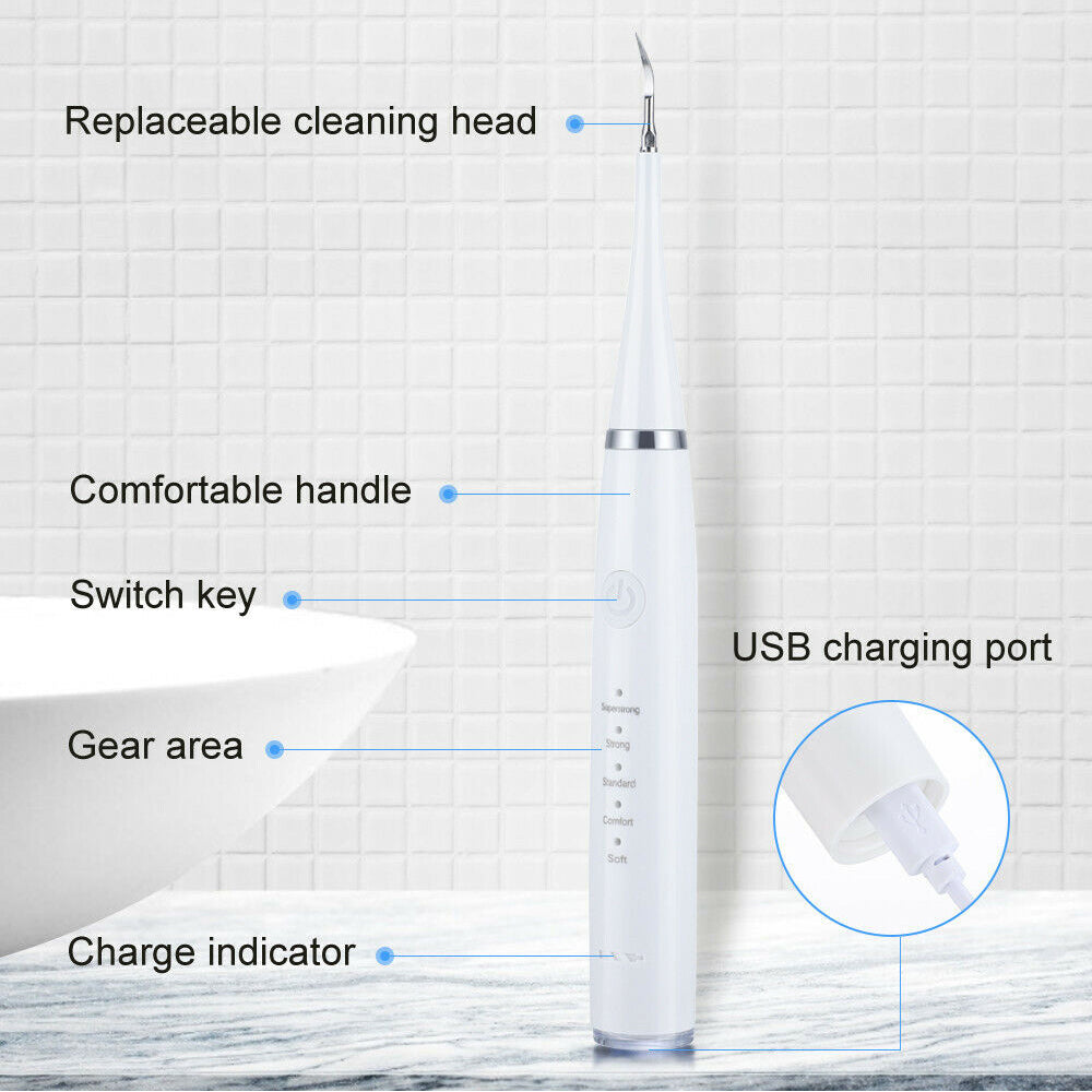 6in1 Electric Toothbrush Ultrasonic Tooth Cleaner Teeth Stains Plaque Remover