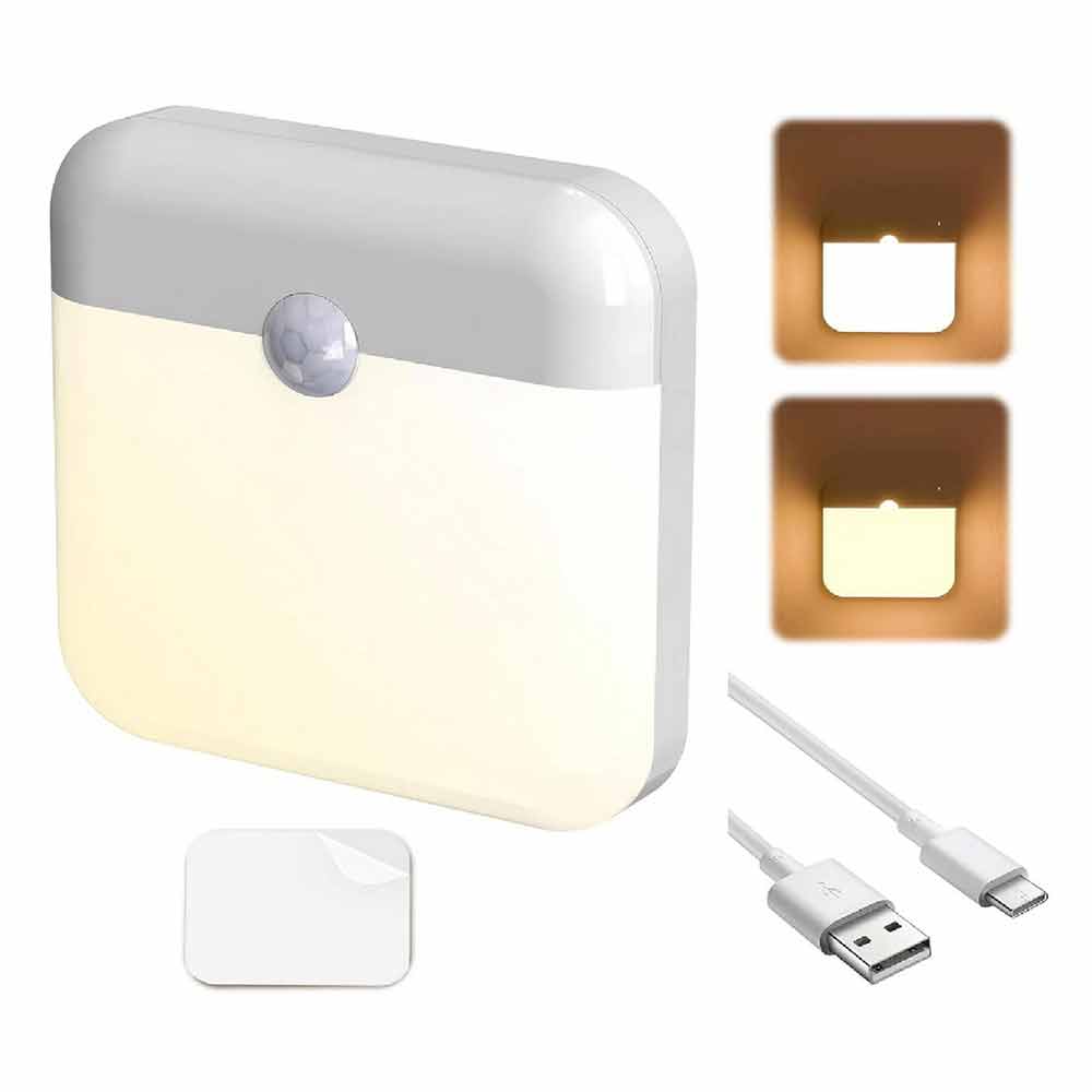 Motion Sensor Night Light – USB Rechargeable PIR Bi-Colour Lamp for Bathroom, Magnetic