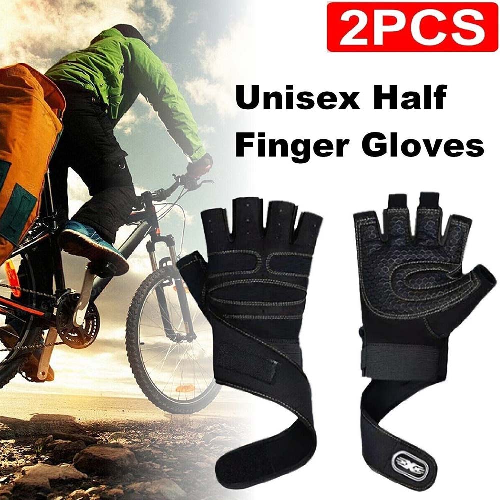 Unisex Half Finger Gloves Cycling Bicycle Gym Workout Training Anti Slip Padded