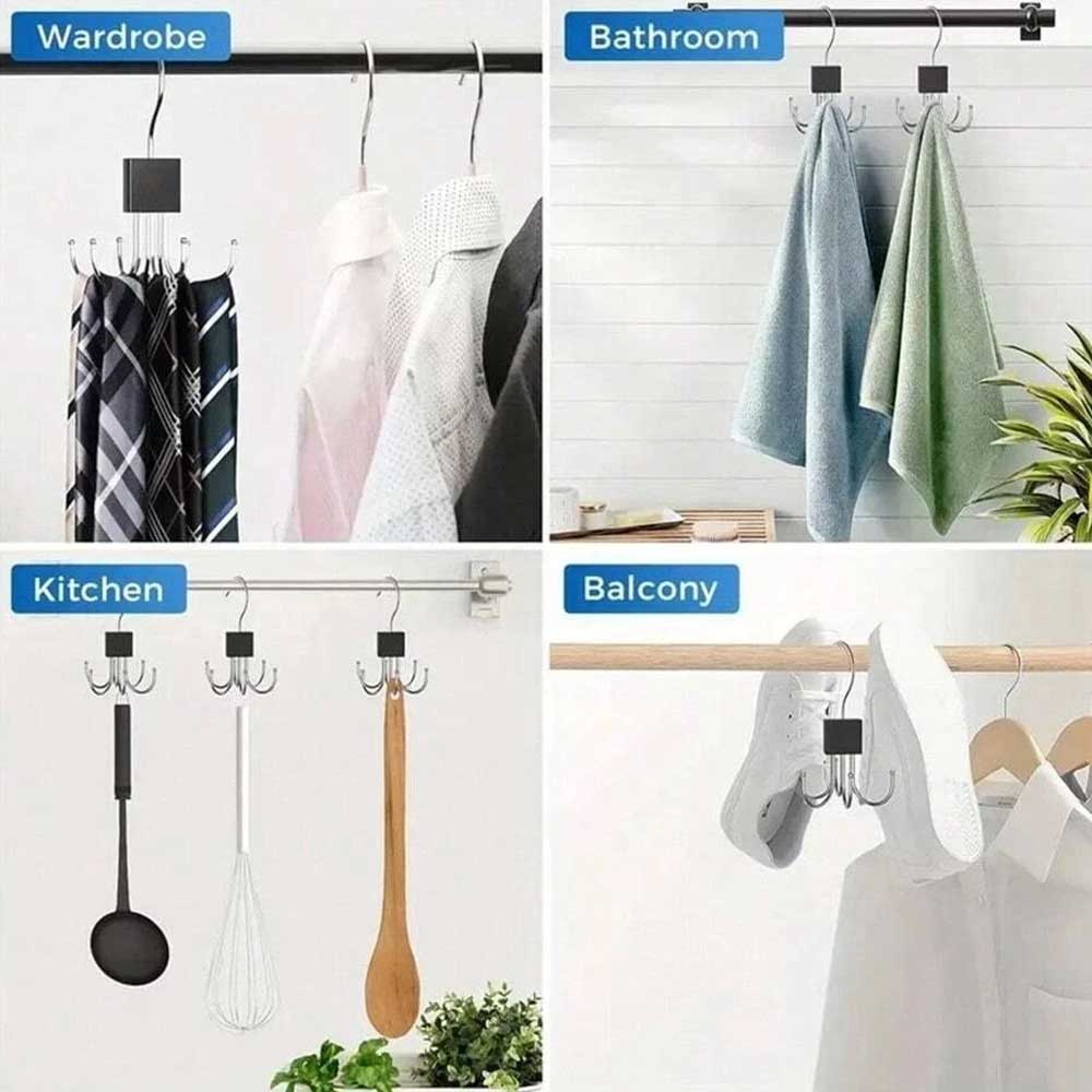 2-Pack Rotating Belt Hanger Organizer - Space Saving Closet Rack with 6 Hooks